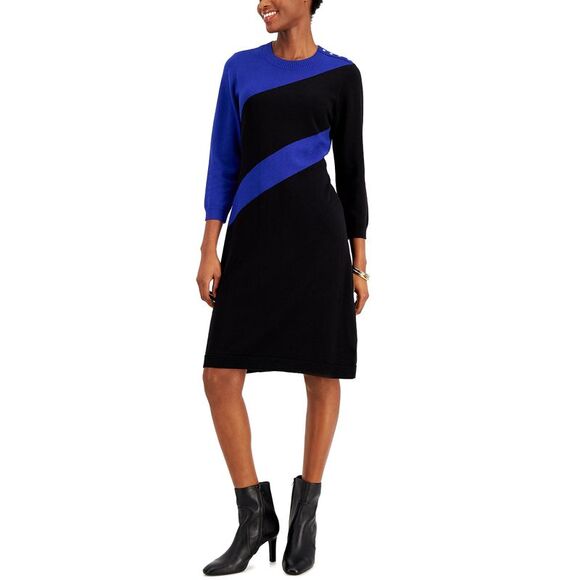 Nine West Diagonal Striped Sweater Dress - Picture 3 of 3